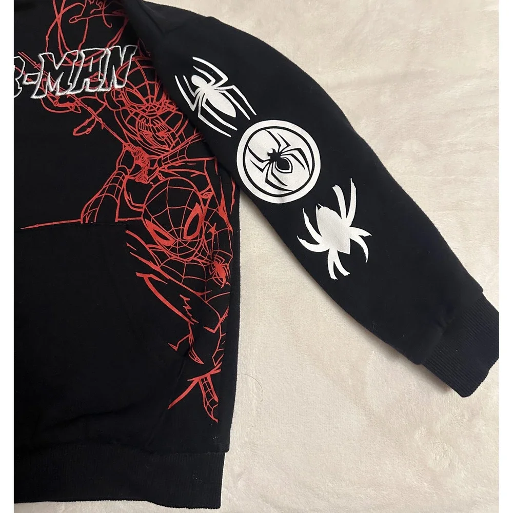 Marvel Spider-Man Kids Black Graphic‎ Pullover Hoodie Sweatshirt Size 6/7